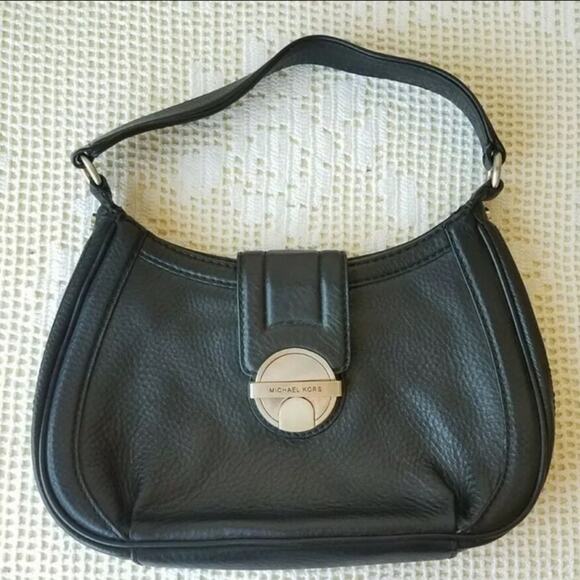 Michael Kors Black Leather Purse Handbag Snap Buckle Early 2000's Model - Picture 1 of 12